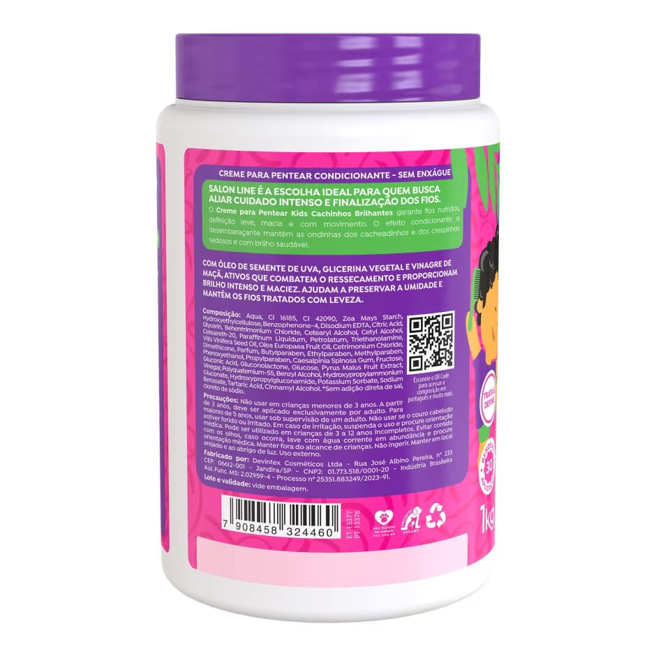 Creme para Pentear Uva Kids Cachinhos Brilhantes 1kg - Salon Line – imagem 2