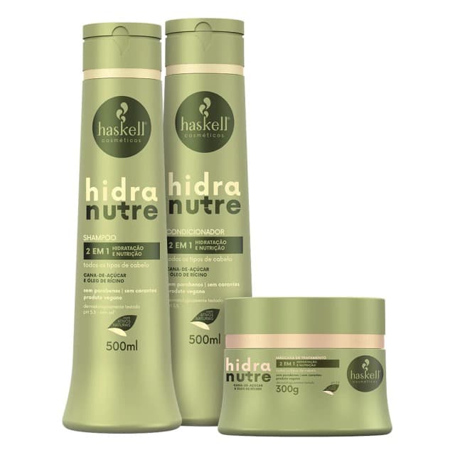 Kit Haskell Hidranutre Shampoo 500ML+ Condicionador 500ML+ Máscara 300GR