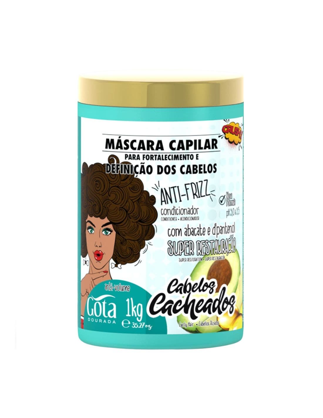 Máscara de Fortalecimento Cacheados 1kg - Gota Dourada