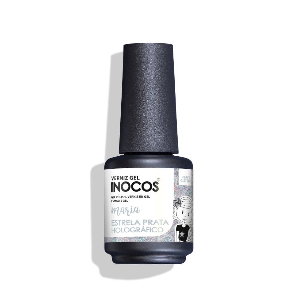 Maria Estrela Prata Holográfico Verniz Gel 15ml Inocos