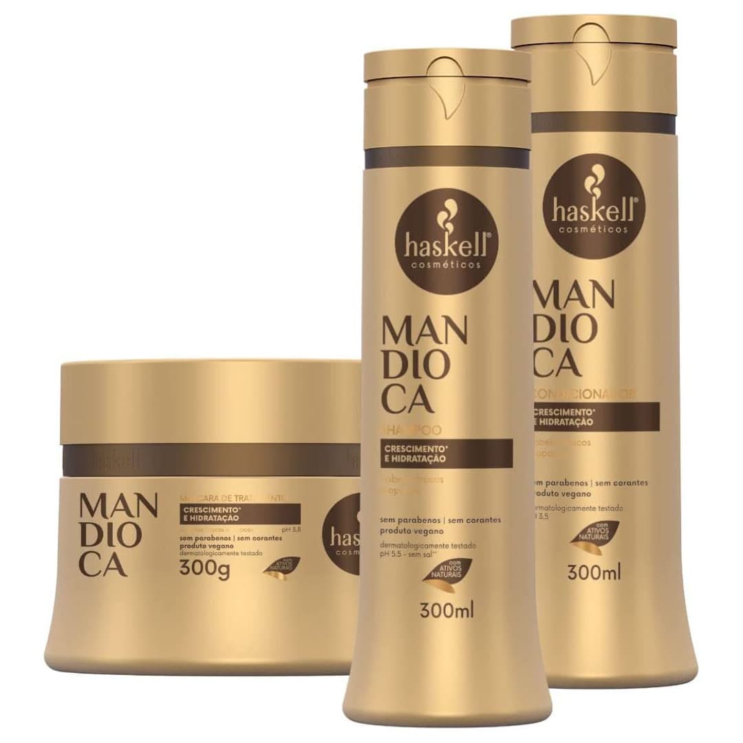 Kit Haskell Mandioca Shampoo 300ML+ Condicionador 300ML+ Máscara 300GR