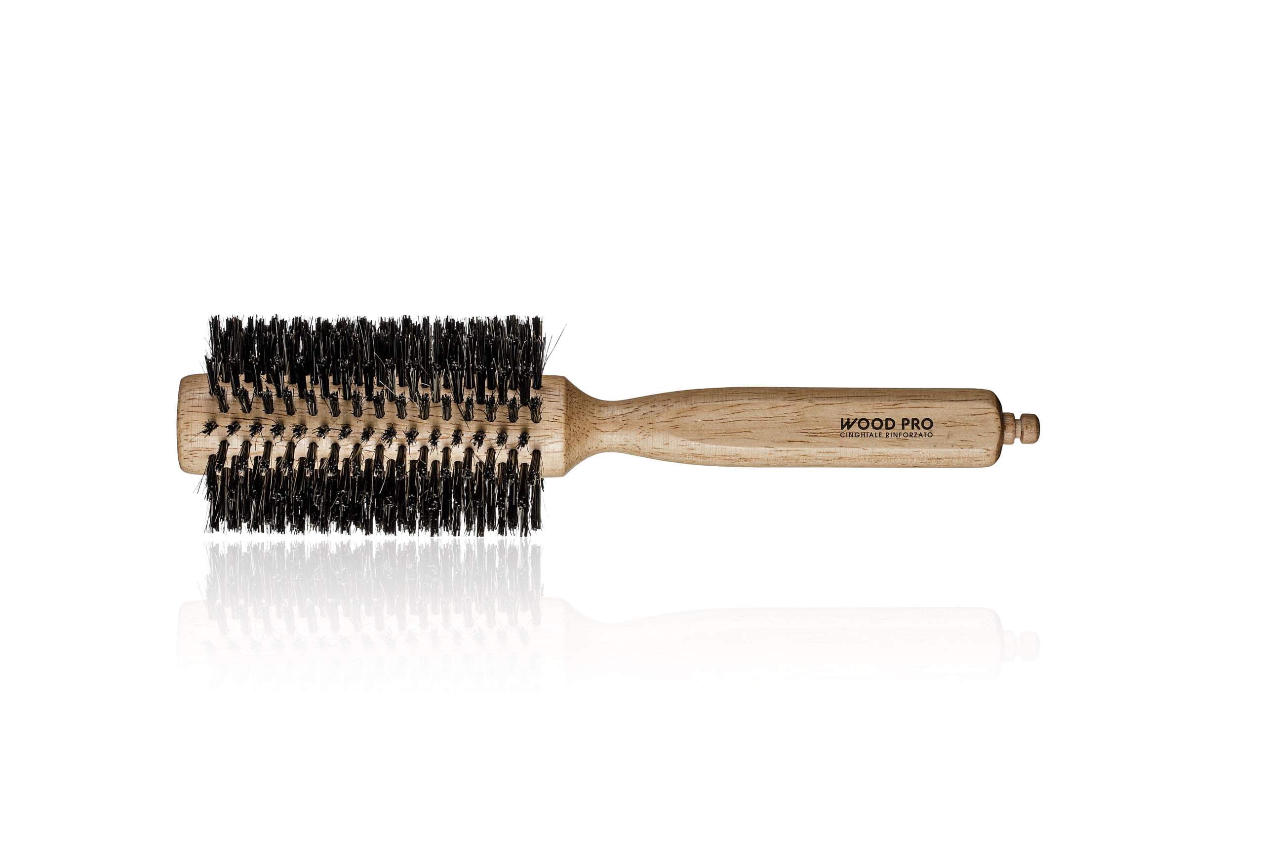 Escova De Cabelo Redonda 28mm Com Cerdas De Javalí E Nylon