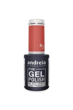 Verniz gel salmão, Andreia G18, Gel Polish Andreia, verniz gel duradouro, unhas salmão, verniz gel profissional, verniz Andreia 10.5ml, verniz neutro elegante, verniz gel para looks discretos, gel polish vegan cruelty-free.