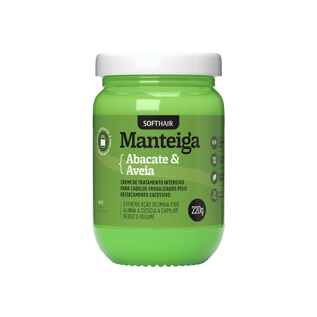 3 Manteiga Vegana De Abacate E Aveia 220GR - Softhair
