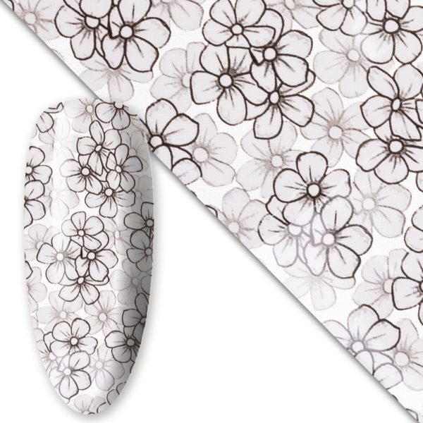 Folha de Transferência p/ Unhas 80cm - Flor branca No.3