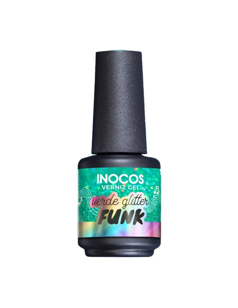 Verniz Gel Festival Verão Verde Glitter Funk 15ml - Inocos