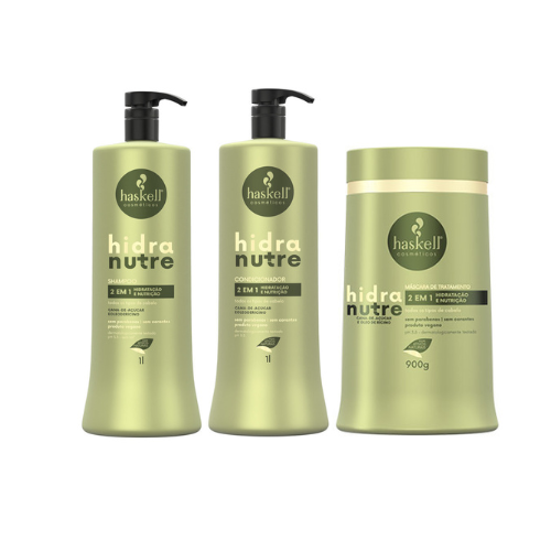 Kit Haskell Hidranutre Shampoo 1L+ Condicionador 1L+ Máscara 900GR