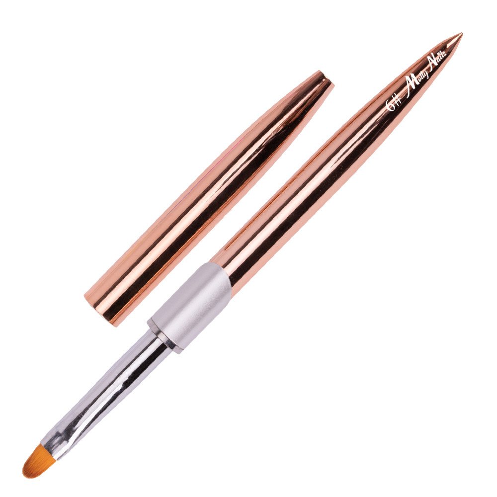 pedzelek-do-zelu-golden-owalny-molly-nails-nr-6 Pincel De Gel Oval Dourado Molly Nails Nº 6