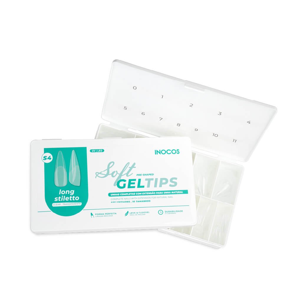 Soft Gel Tips Long Stiletto (S4) – 500 un – Inocos Soft Gel Tips Long Stiletto (S4) - 500 un - Inocos