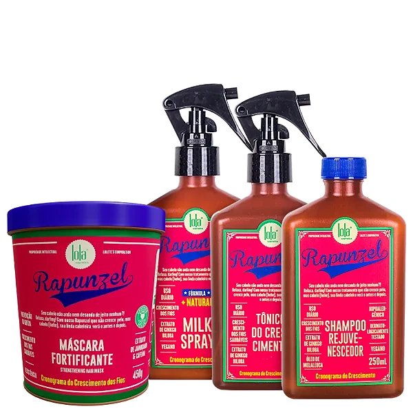 Kit Lola Cosméticos Rapunzel Shampoo Máscara Tônico e Milk Spray Kit Lola Cosméticos Rapunzel - Shampoo, Máscara, Tônico e Milk Spray